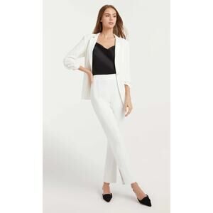 Cinq à Sept Brianne Pant White Drapey Crepe High Waisted Slim Ankle Pants